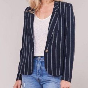 Vero Moda Vmanna Milo Navy Linen Stripe Blazer Size S New